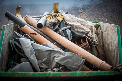 dumpster full of construction debris